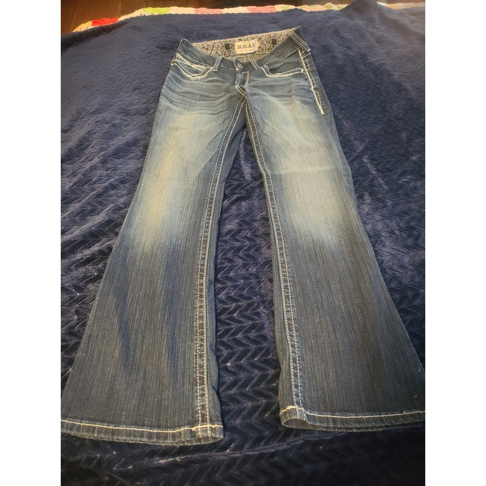 Ariat REAL Mid Rise Boot Entwined Jeans Marine Wash Bootcut 10017510 Size 29